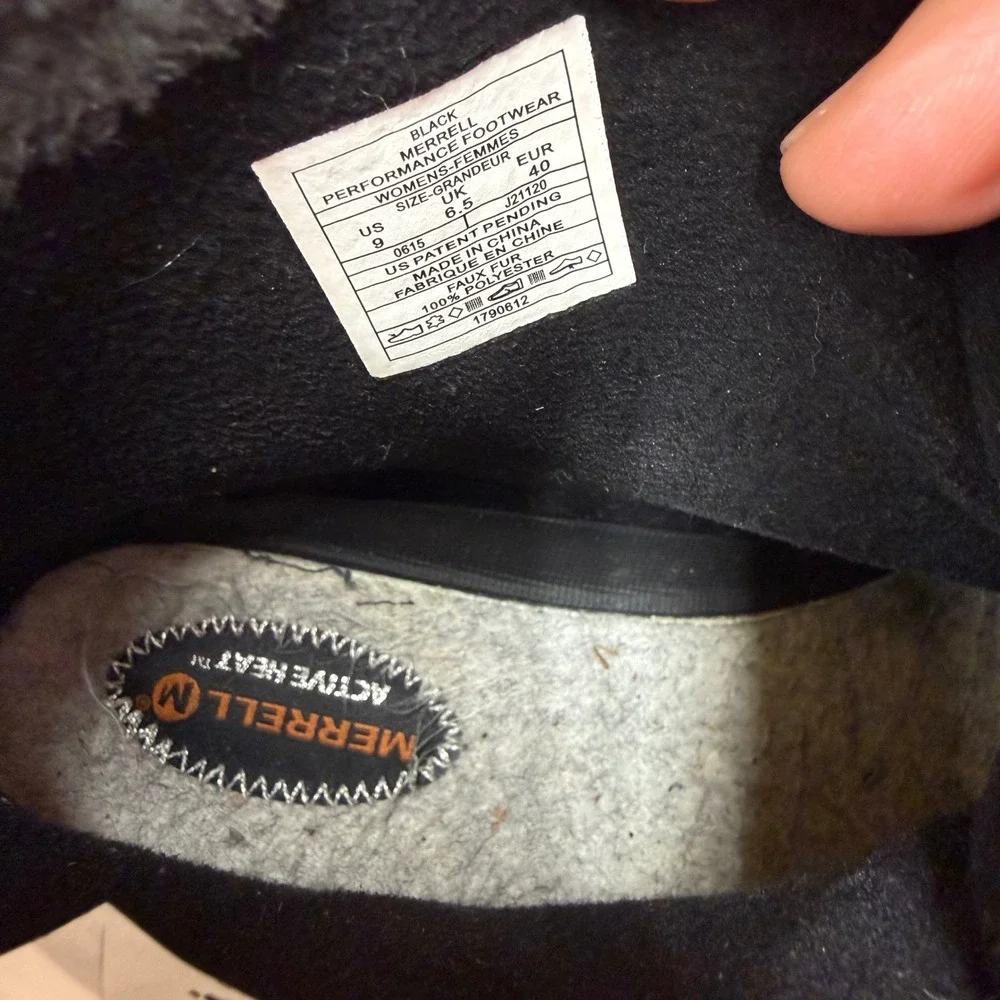 Merrell Womens Black Waterproof Winter Hiking Boots J21120 Size‎ 9 Active Heat